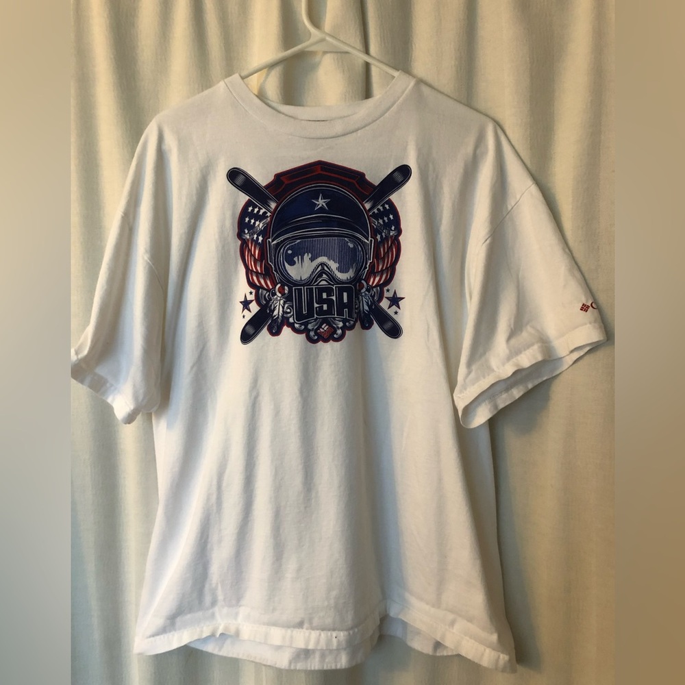 Tee: Dbl Sided Columbia Usa Snowboarding Shirt Xl
